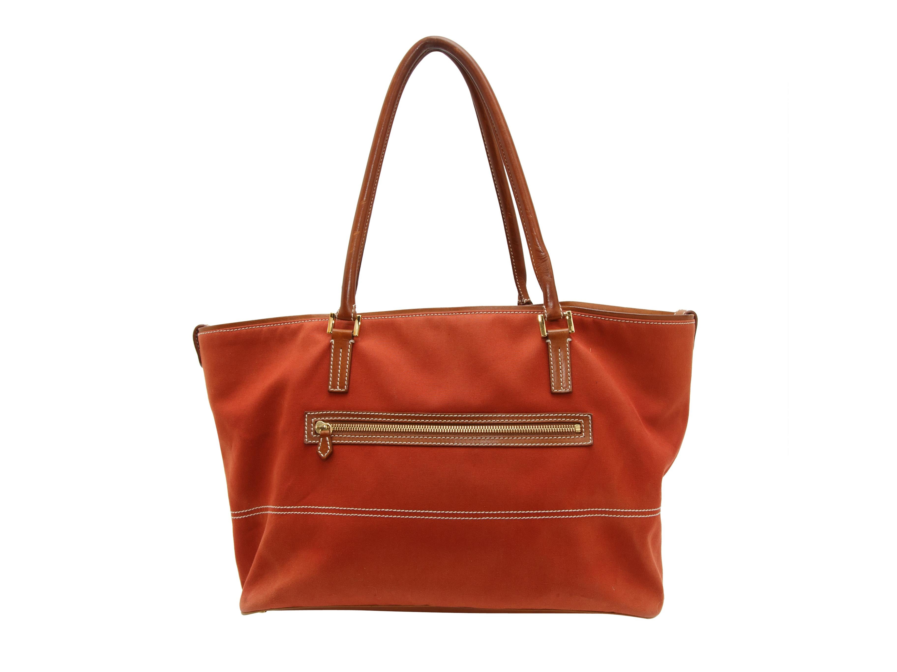 Loro Piana Orange Leather-Trimmed Tote In Good Condition In New York, NY