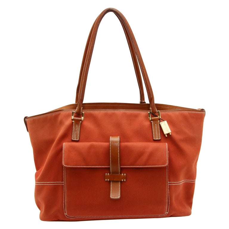 Loro Piana Orange Leather-Trimmed Tote For Sale at 1stdibs