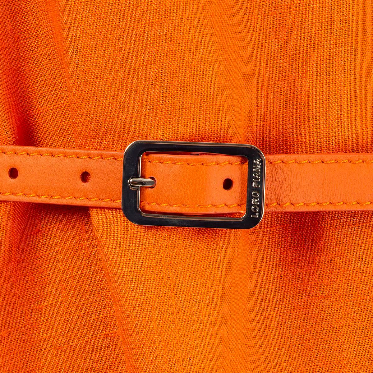 LORO PIANA orange linen LEYLA BELTED SHIRT MIDI Dress 38 XS In Excellent Condition For Sale In Zürich, CH