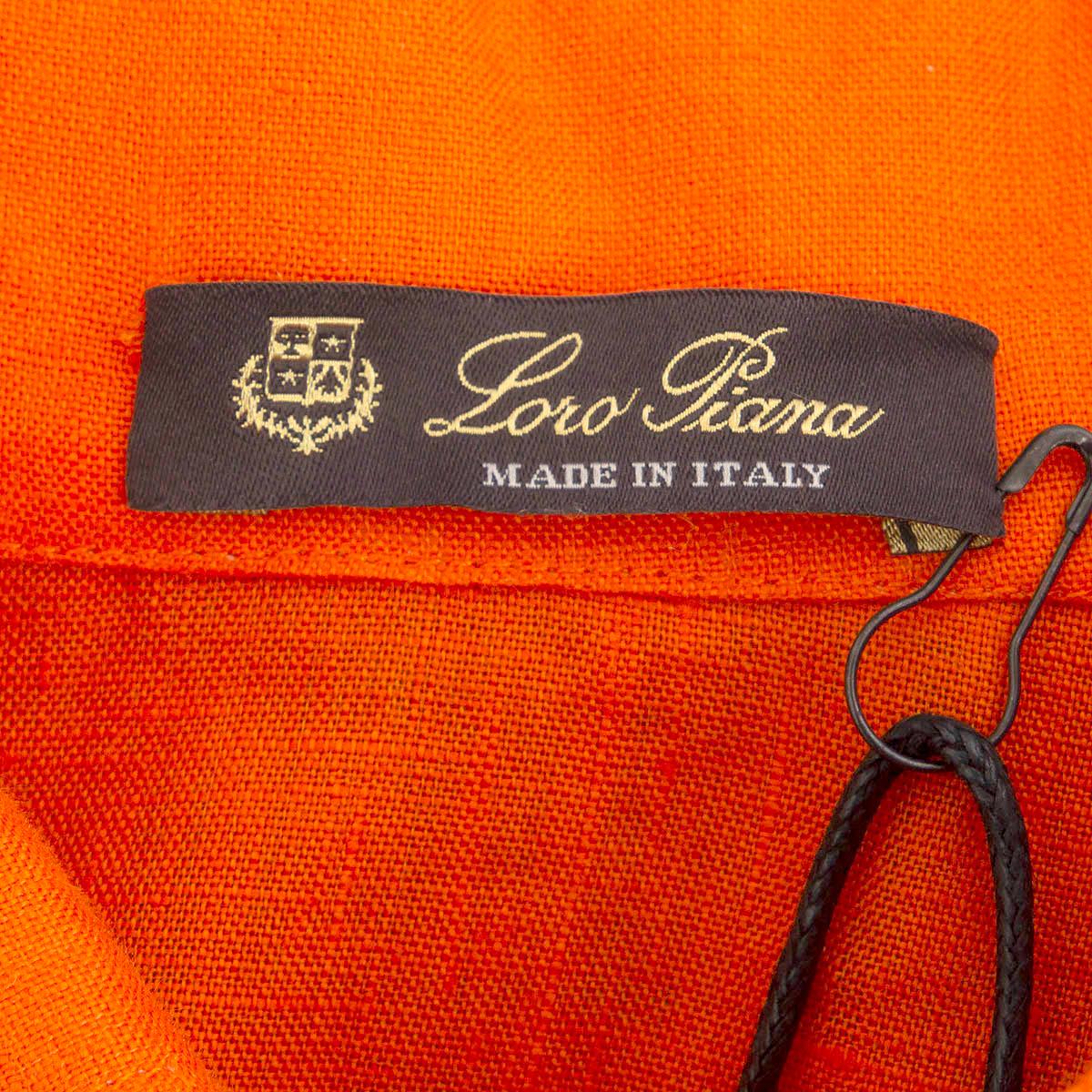 Women's LORO PIANA orange linen LEYLA BELTED SHIRT MIDI Dress 38 XS
