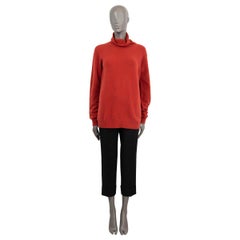 LORO PIANA orange-red cashmere TURTLENECK Sweater 48 XXL