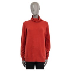 LORO PIANA orange-red cashmere TURTLENECK Sweater 48 XXL