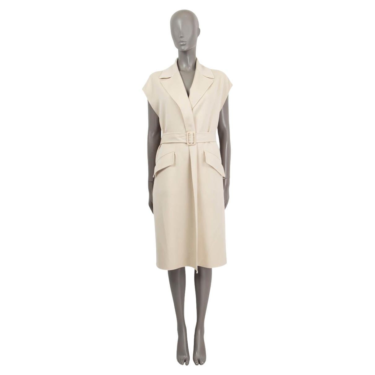 LORO PIANA pale beige cashmere 2021 FLORIAN BELTED SLEEVELESS Vest Jacket XS For Sale