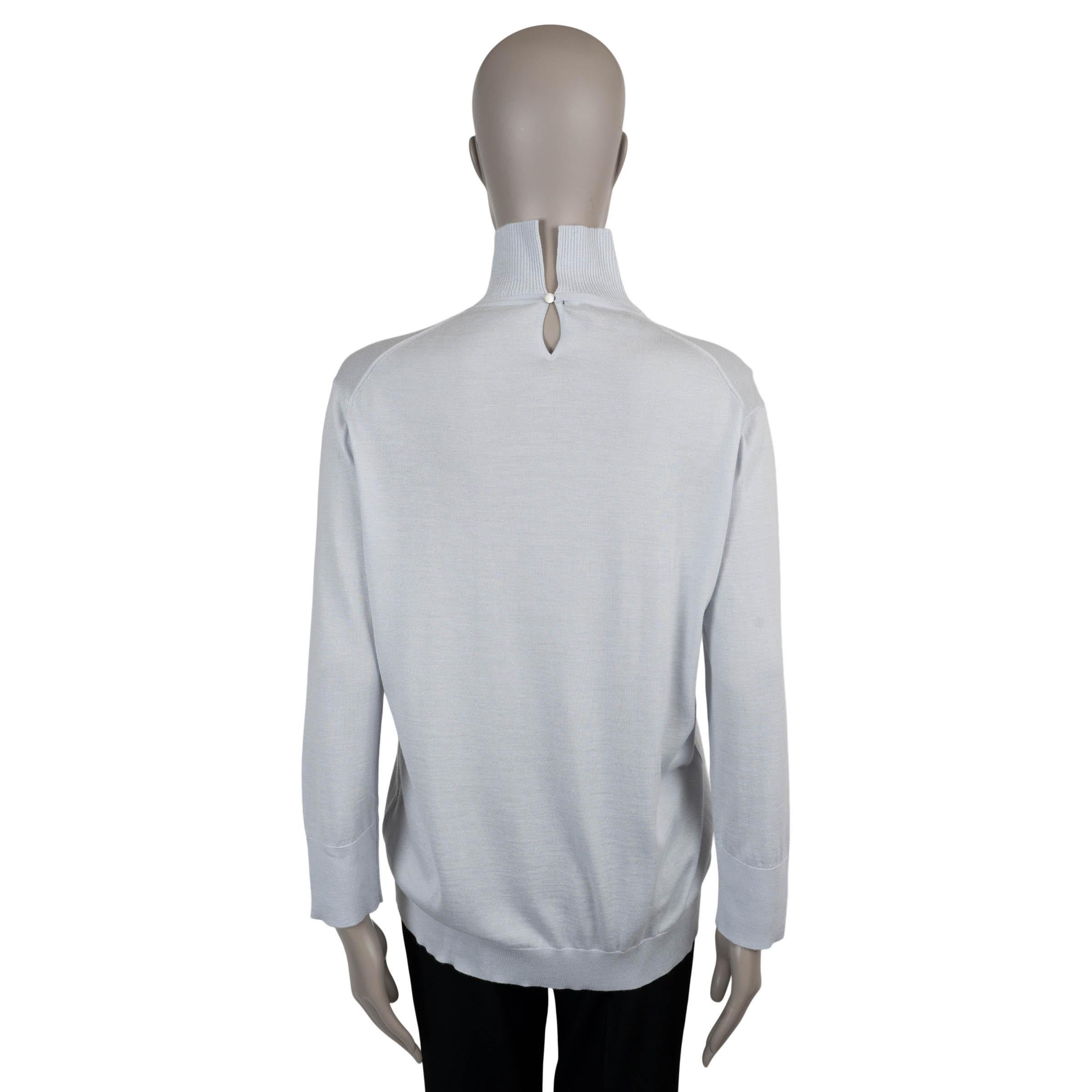 LORO PIANA Suéter LUPETTO TURTLENECK de cachemira de seda azul pálido 46 XL Gris en venta