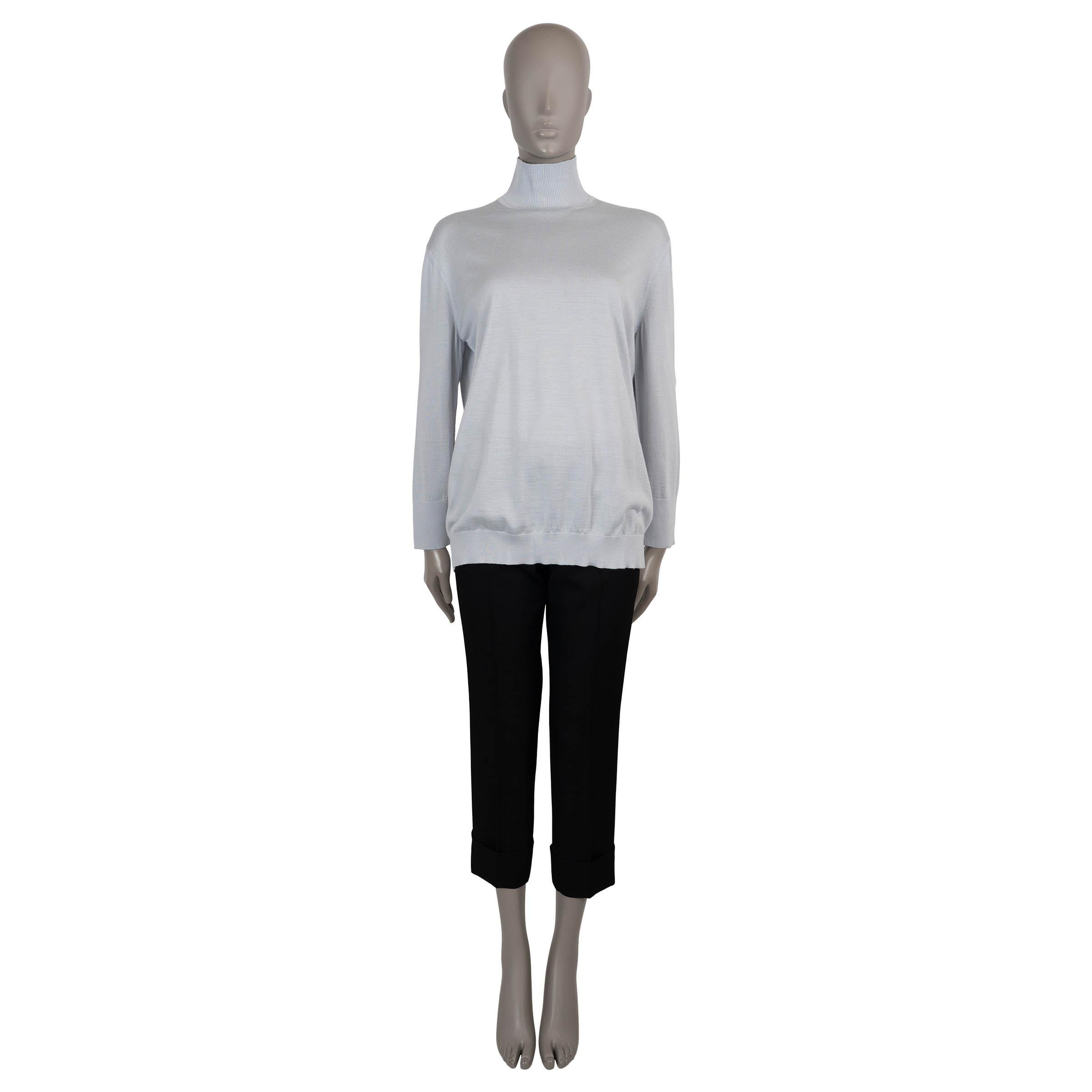 LORO PIANA Suéter LUPETTO TURTLENECK de cachemira de seda azul pálido 46 XL en Excelente estado para la venta en Zürich, CH