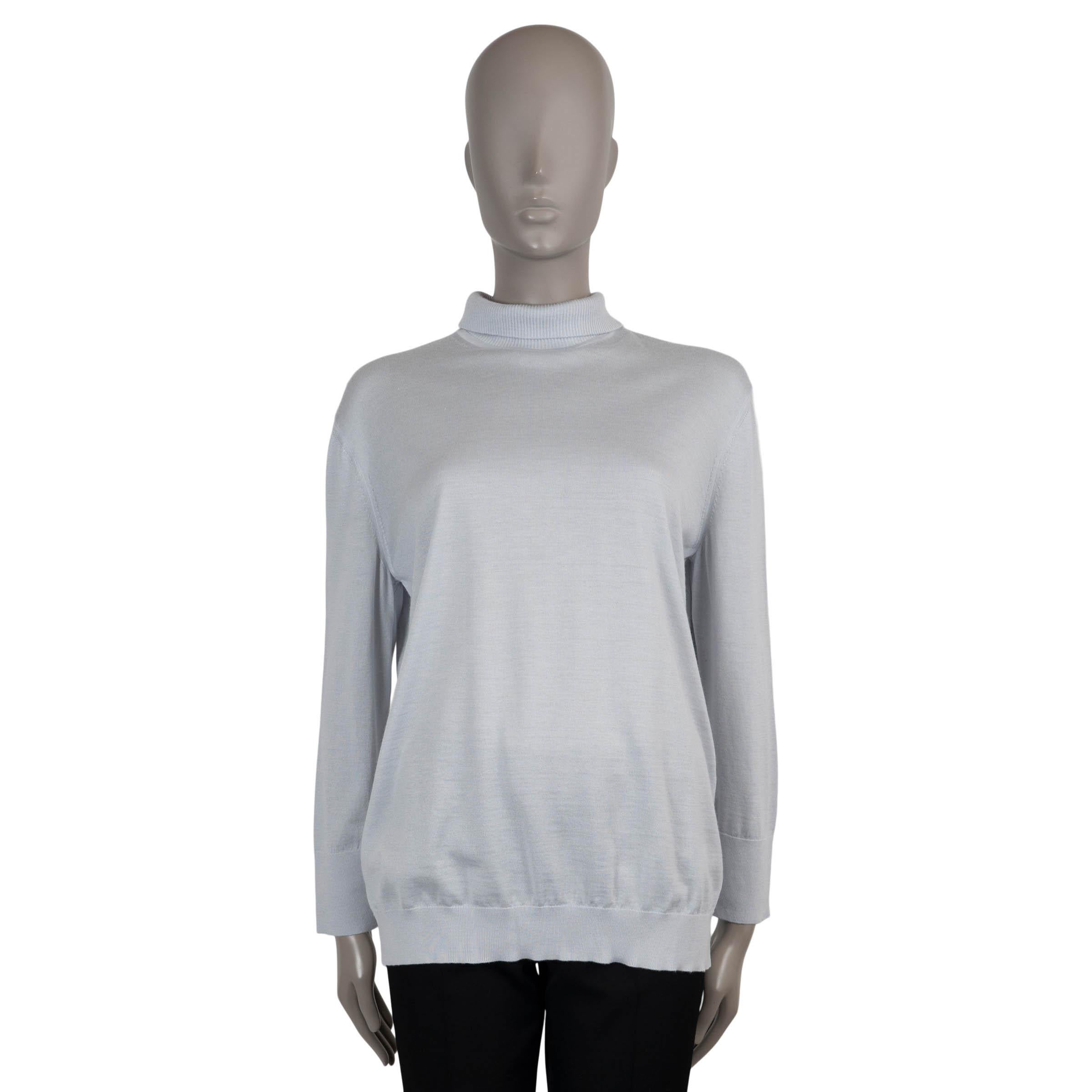 De las mujeres LORO PIANA Suéter LUPETTO TURTLENECK de cachemira de seda azul pálido 46 XL en venta