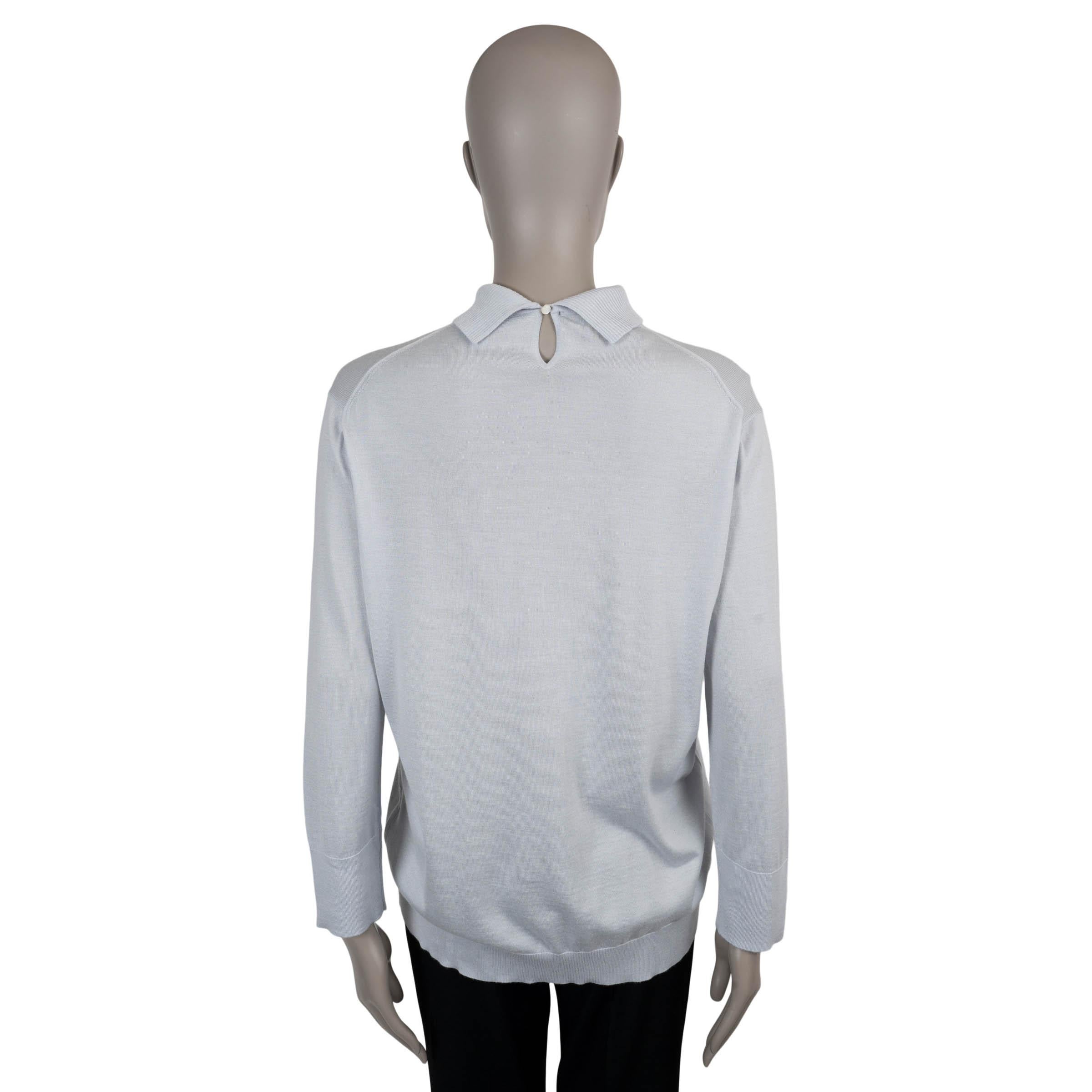 LORO PIANA Suéter LUPETTO TURTLENECK de cachemira de seda azul pálido 46 XL en venta 2