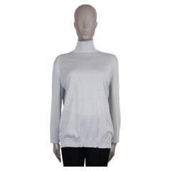 LORO PIANA Suéter LUPETTO TURTLENECK de cachemira de seda azul pálido 46 XL