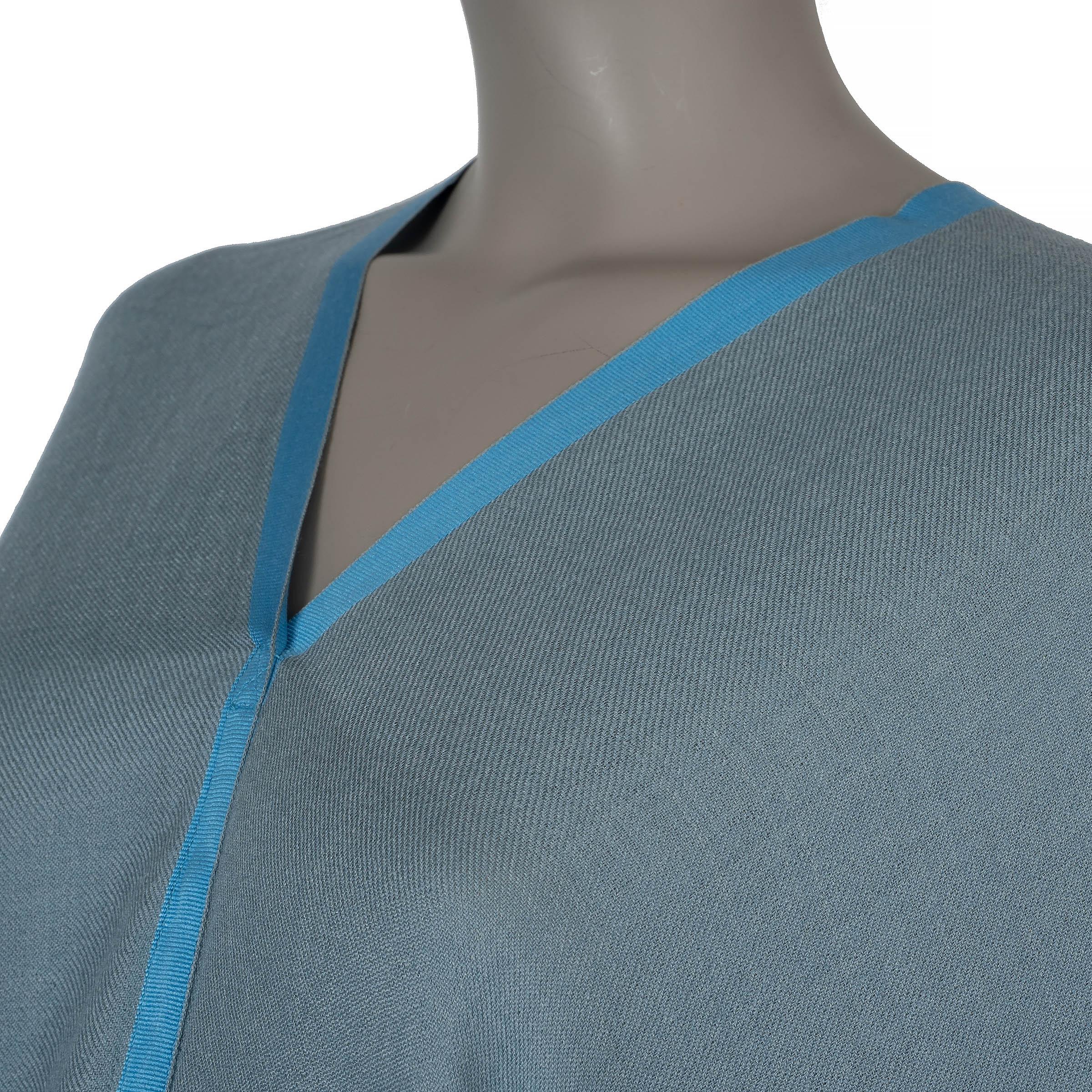 LORO PIANA pale blue cashmere & silk SUITCASE STRIPED PONCHO Jacket OS For Sale 1