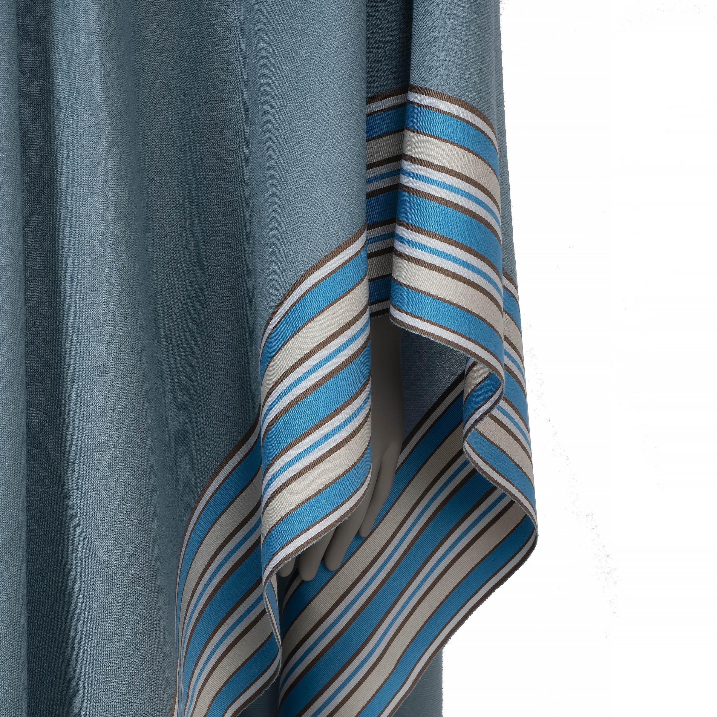 LORO PIANA pale blue cashmere & silk SUITCASE STRIPED PONCHO Jacket OS For Sale 2
