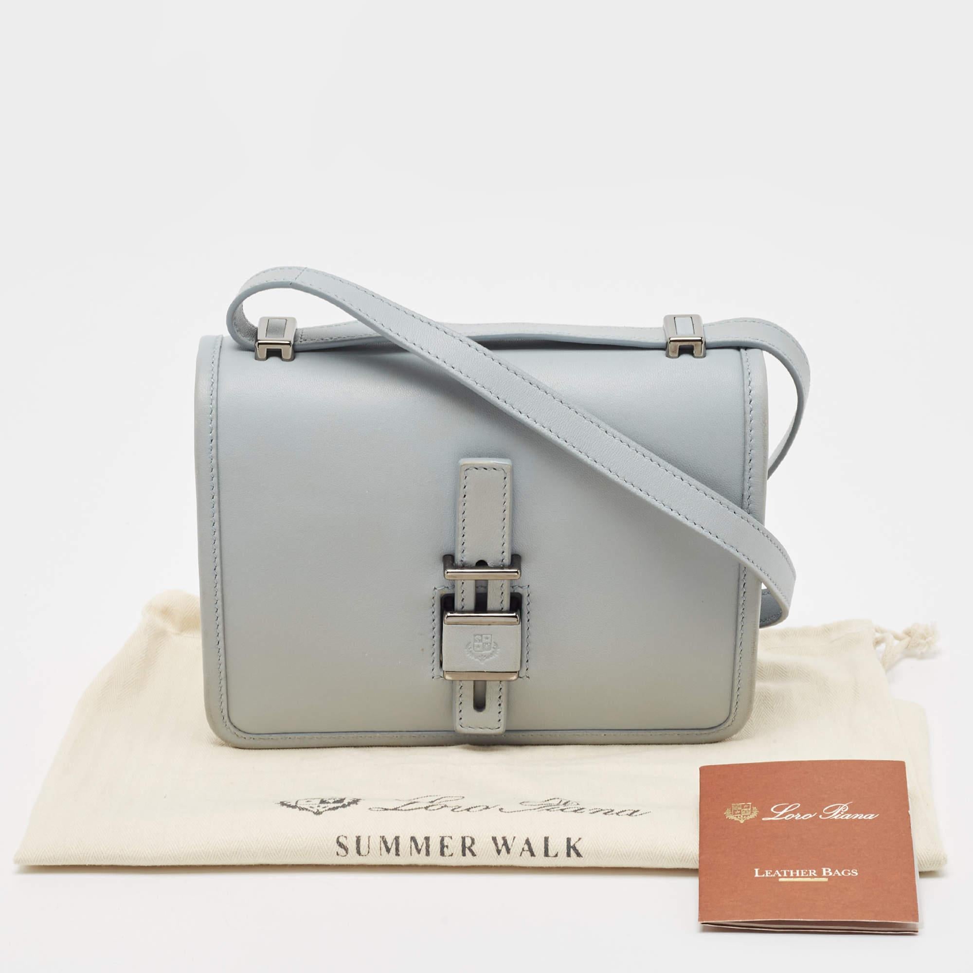 Loro Piana Pale Blue Leather Lock-In Shoulder Bag 9