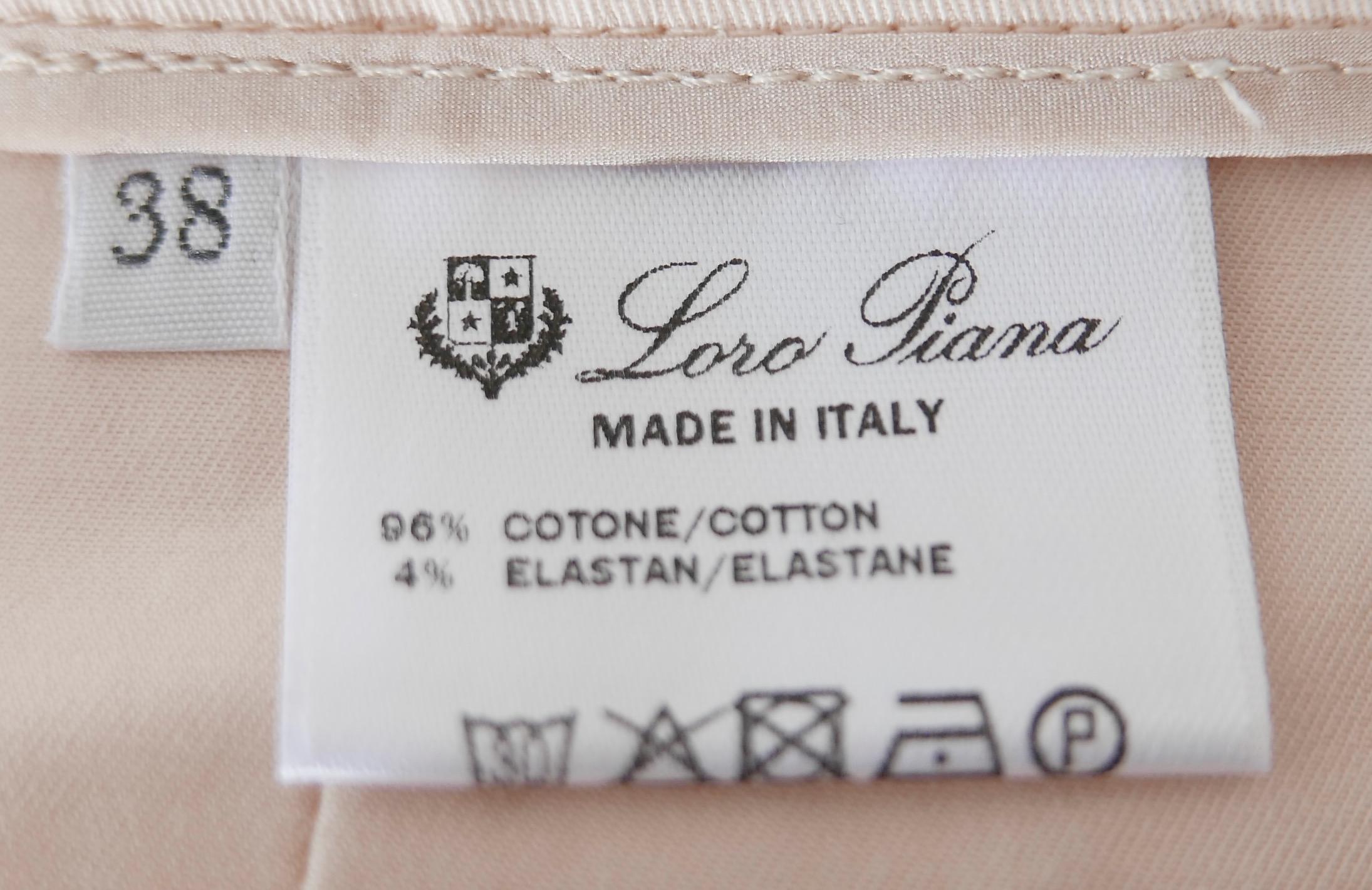 Pantalon en coton rose pâle Loro Piana en vente 1
