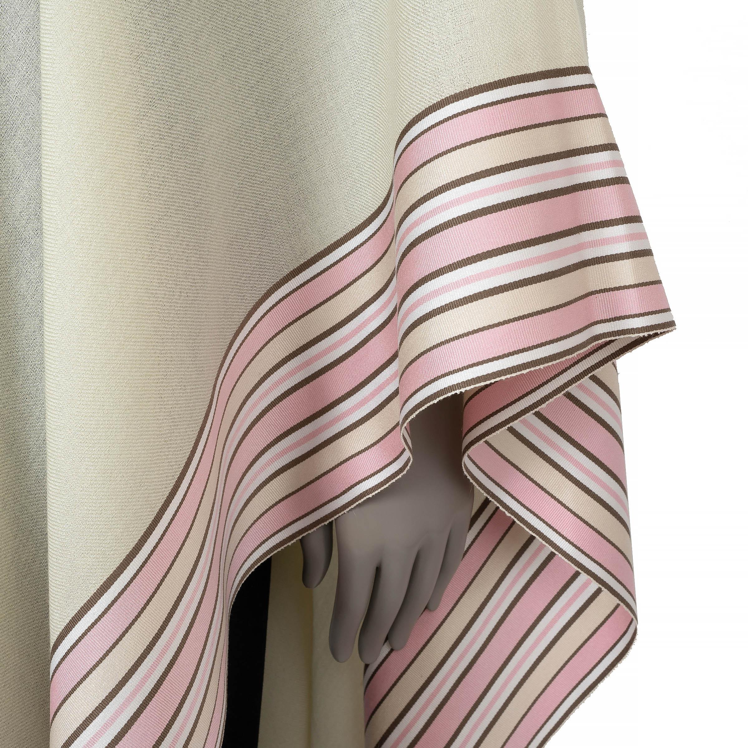 LORO PIANA pale yellow cashmere & silk SUITCASE STRIPED PONCHO Jacket OS For Sale 2