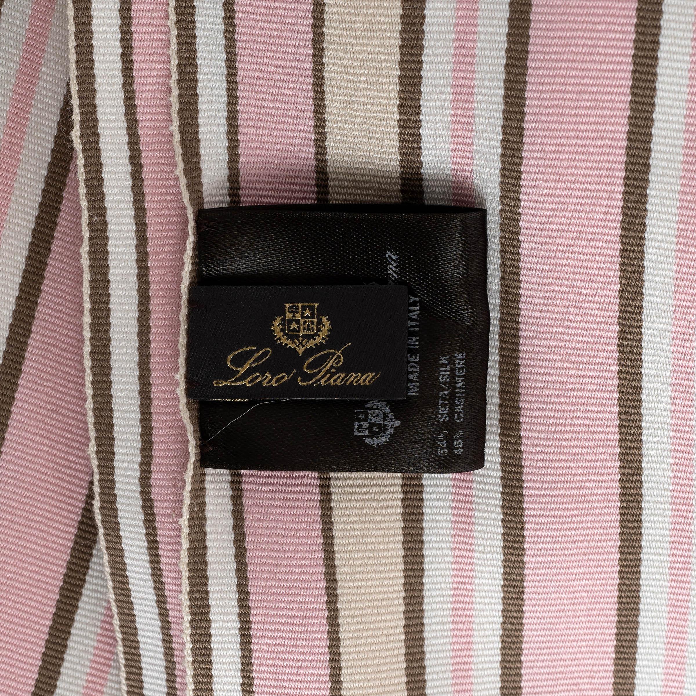 LORO PIANA pale yellow cashmere & silk SUITCASE STRIPED PONCHO Jacket OS For Sale 3