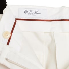 Loro Piana Pantalon Droit Blanc FR40 – Weiße Baumwollhose mit geradem Bein – UK 12, US 8, 10