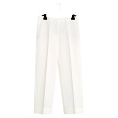 Loro Piana Pantalon Droit Blanc FR40 – Weiße Baumwollhose mit geradem Bein – UK 12, US 8, 10
