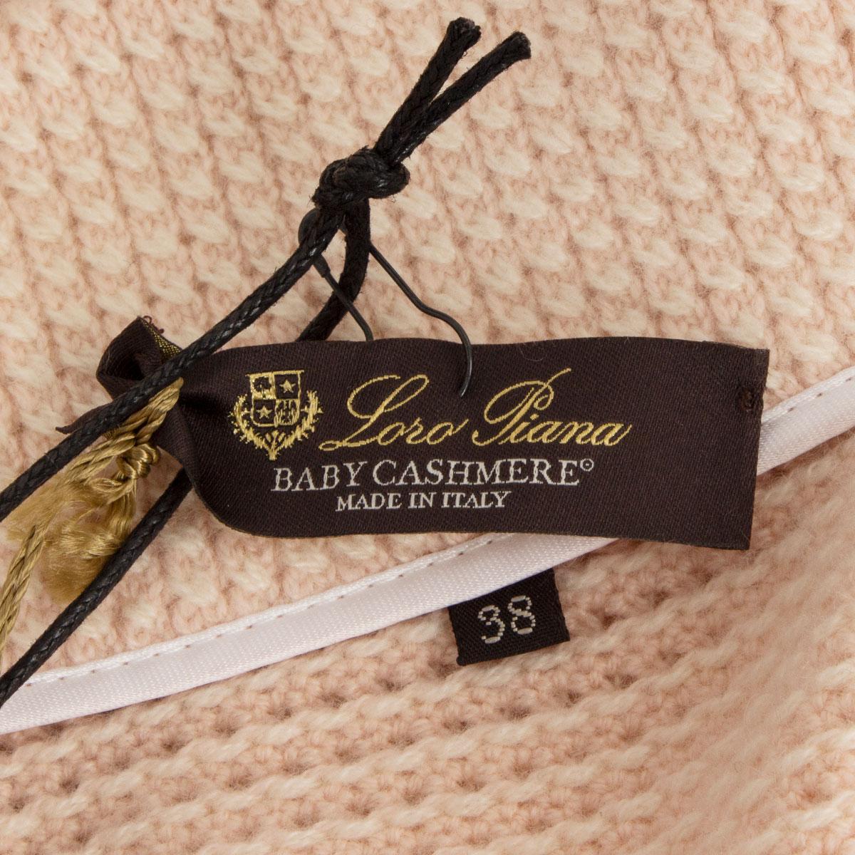 Bianco Loro Piana, giacca in maglia di cashmere rosa pastello 38 XS