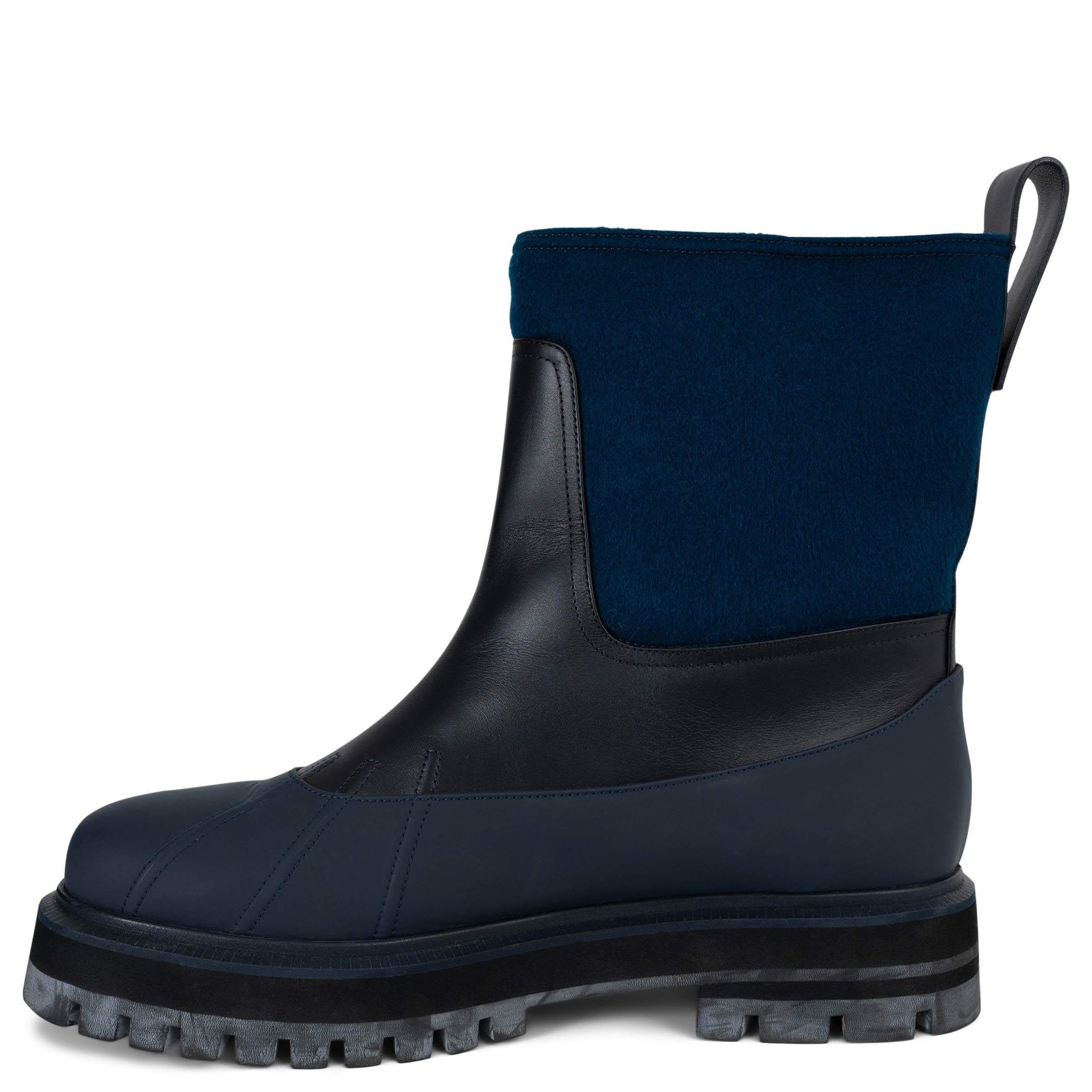 Black LORO PIANA Peacock Eye blue 2021 REGENT RAIN Boots Shoes 38.5 For Sale