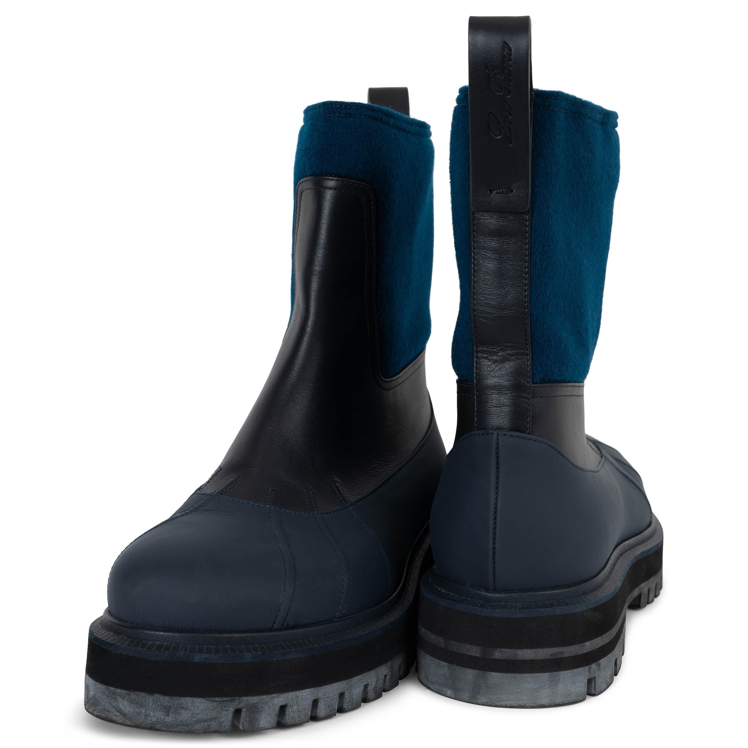 LORO PIANA Peacock Eye blue 2021 REGENT RAIN Boots Shoes 38.5 For Sale 1