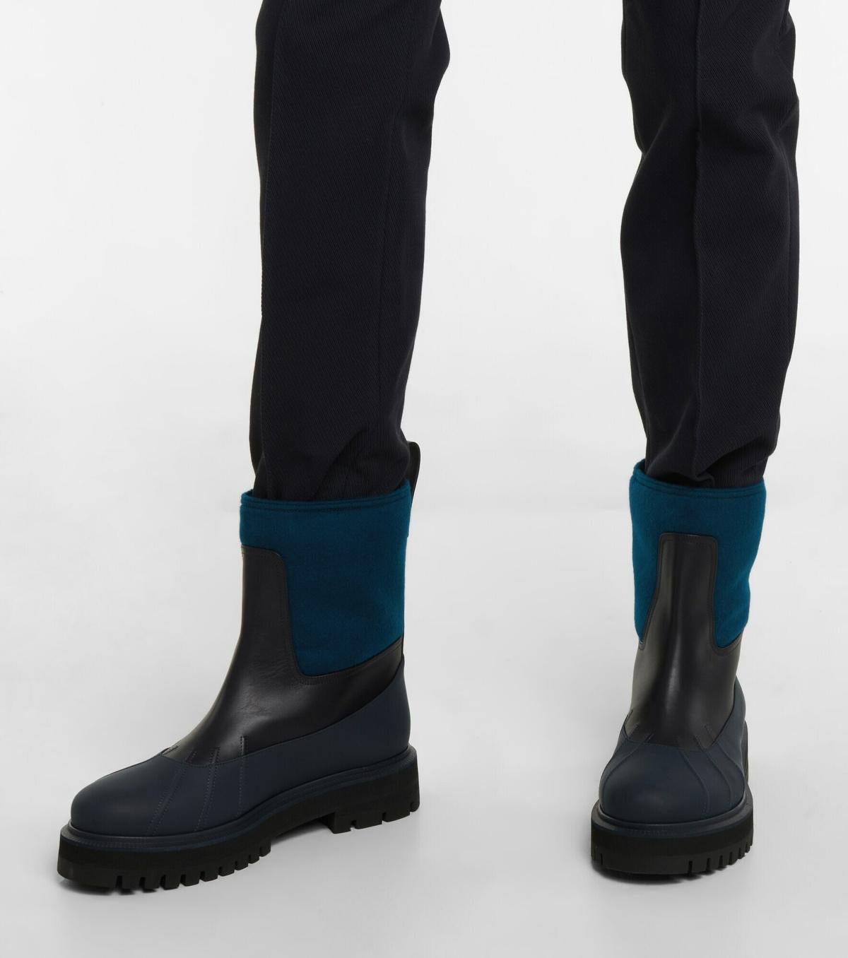 LORO PIANA Peacock Eye blue 2021 REGENT RAIN Boots Shoes 38.5 For Sale 4