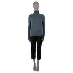 LORO PIANA petrol blue cashmere PARKSVILLE Turtleneck Sweater S