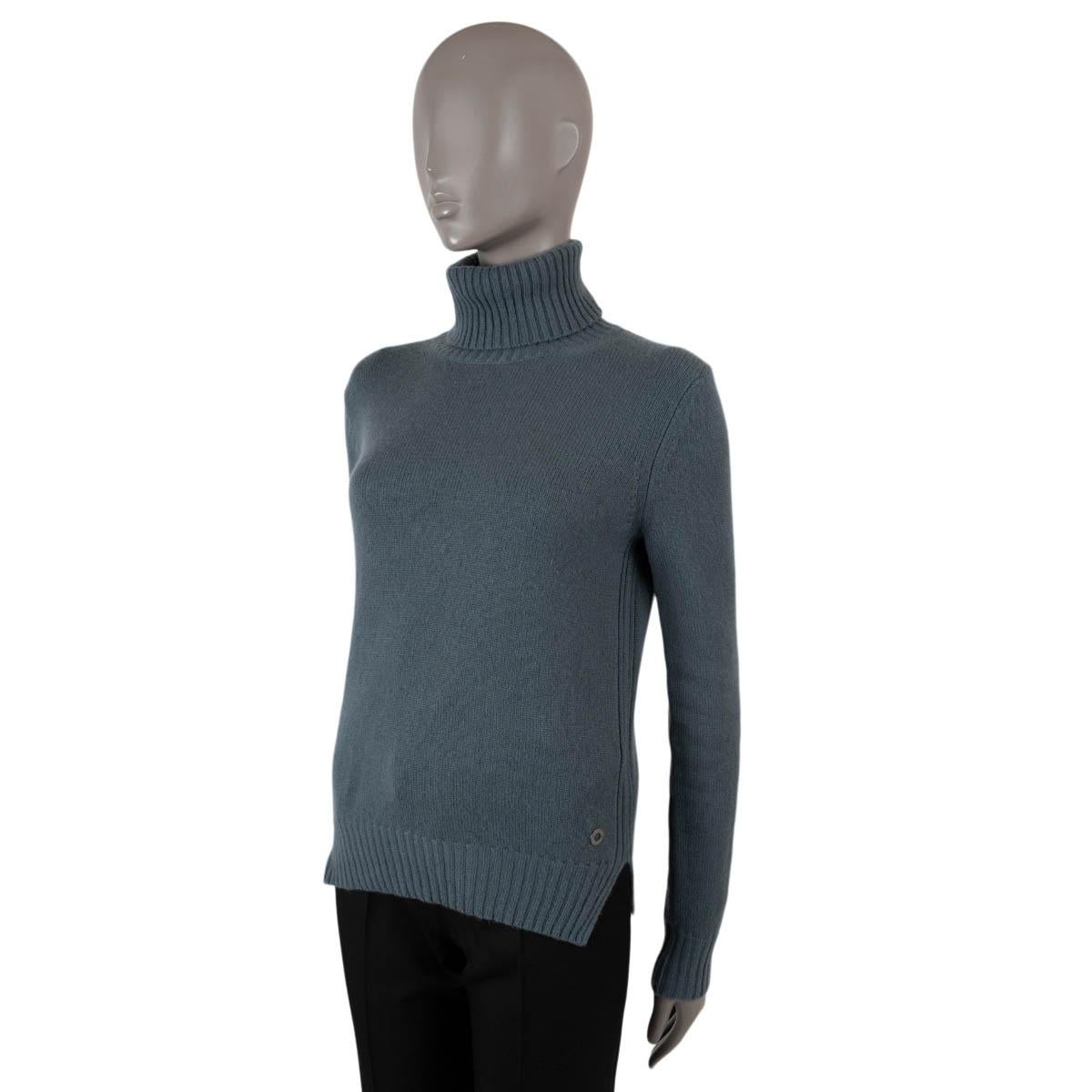 Women's LORO PIANA petrol blue cashmere PARKSVILLE Turtleneck Sweater S For Sale