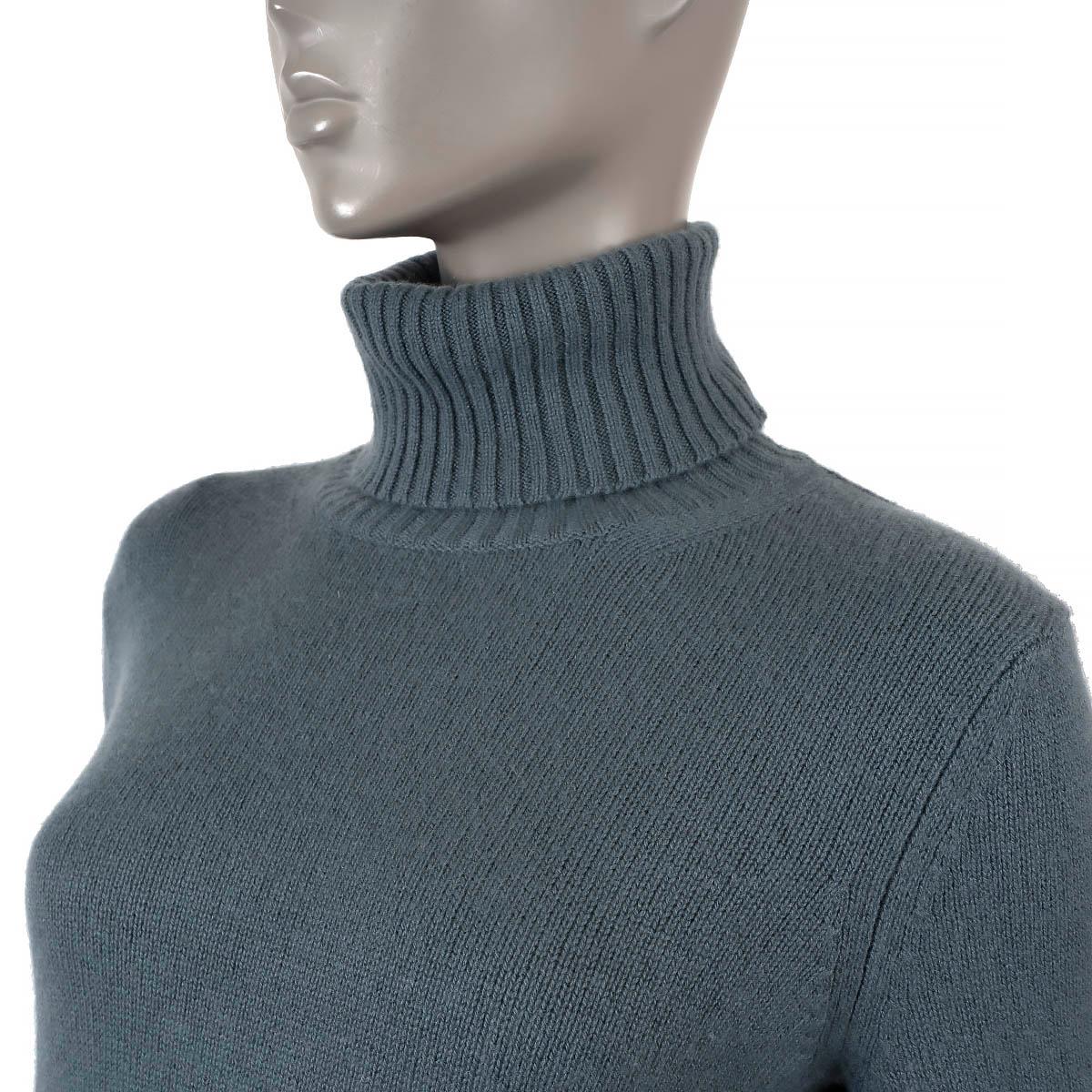 LORO PIANA petrol blue cashmere PARKSVILLE Turtleneck Sweater S For Sale 2