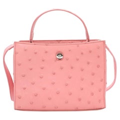 Loro Piana Pink Ostrich Cluisee Top Handle Bag - '20s