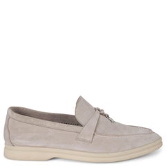 LORO PIANA Pink Sand suede SUMMER CHARMS WALK Loafers Shoes 38