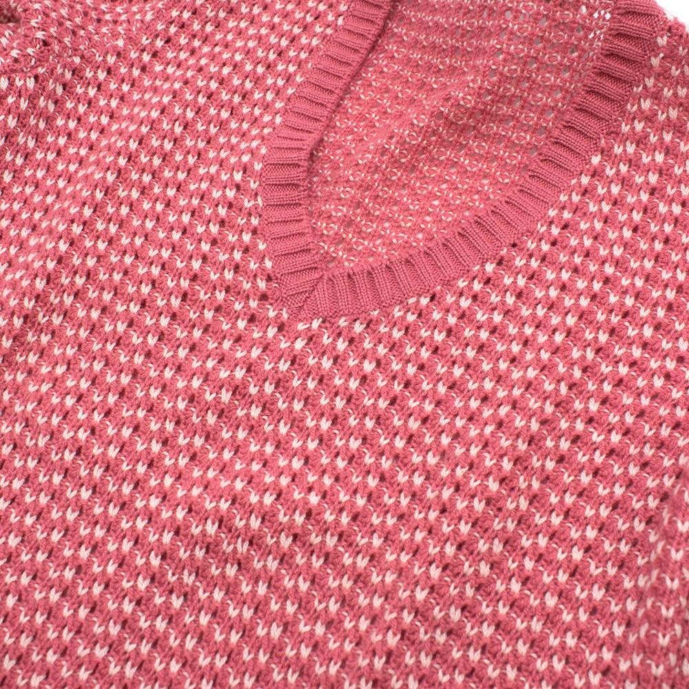 Loro Piana Pink & White Knit Cashmere Sweater - Size US 8 For Sale 5