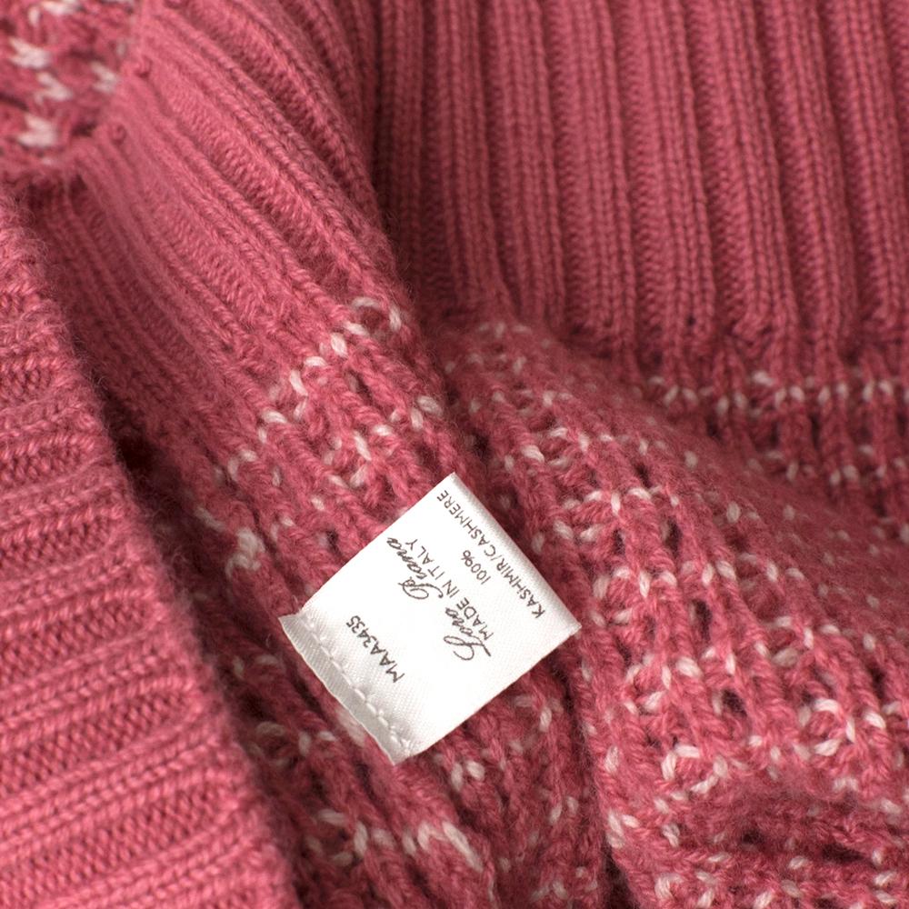 Loro Piana Pink & White Knit Cashmere Sweater - Size US 8 For Sale 3