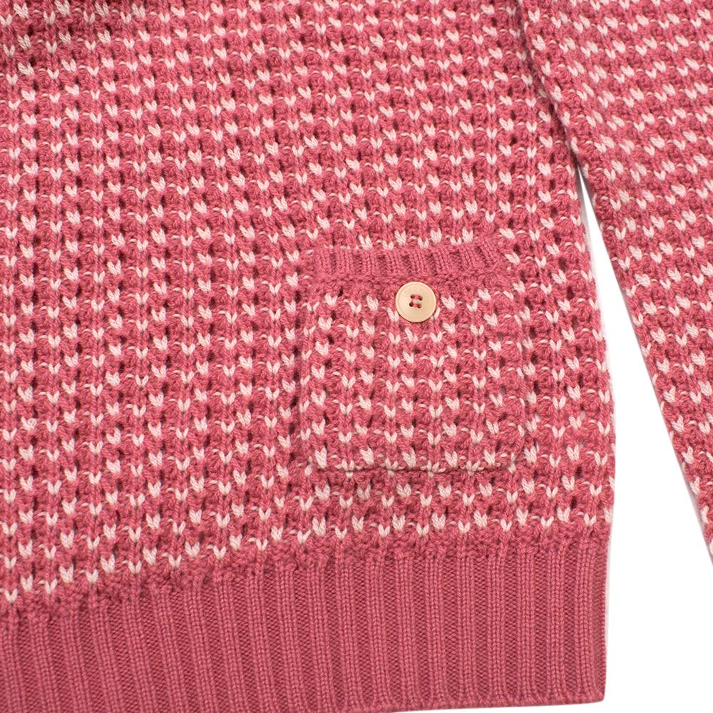 Loro Piana Pink & White Knit Cashmere Sweater - Size US 8 For Sale 4