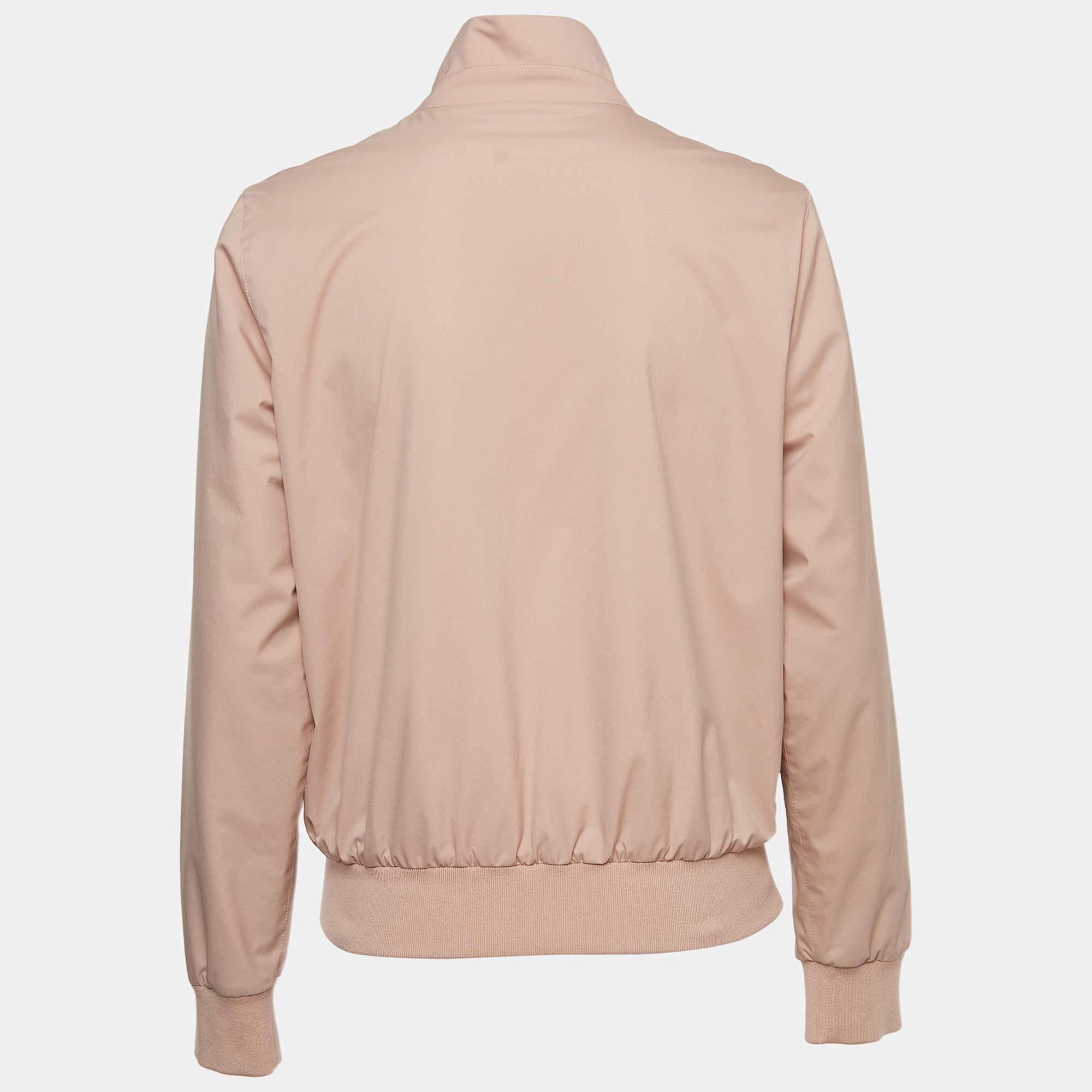 This Loro Piana pink jacket offers the satisfaction of a comfortable fit and refined style. It is made of quality fabrics and designed with a front zipper, two pockets, and long sleeves.

Includes: Info Booklet

