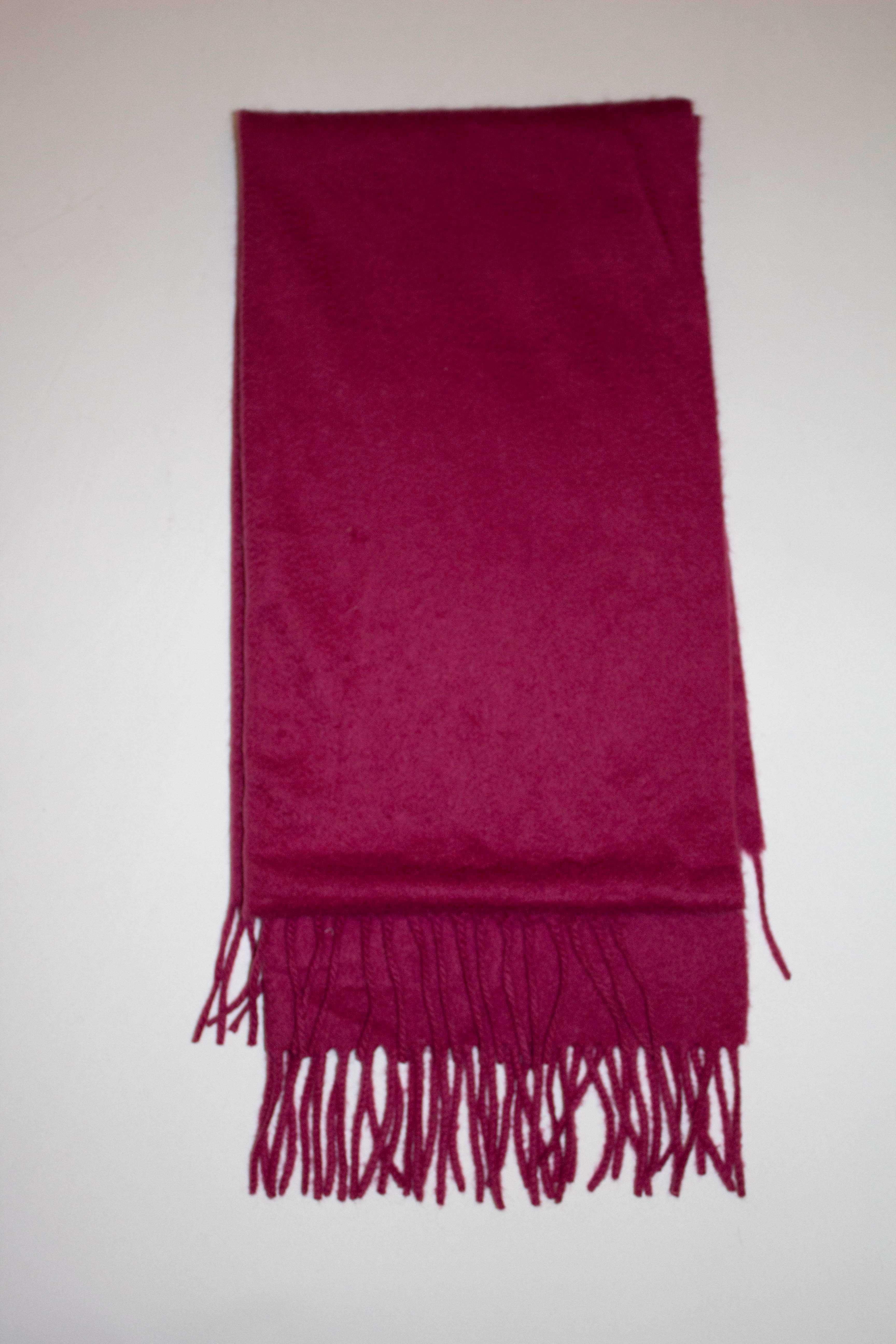 Une écharpe super douce 100 % cachemire  de Loro Piana . Dans un  jolie couleur prune, parfaite pour l'automne, l'écharpe mesure 68'' x 18'' avec une petite frange. 