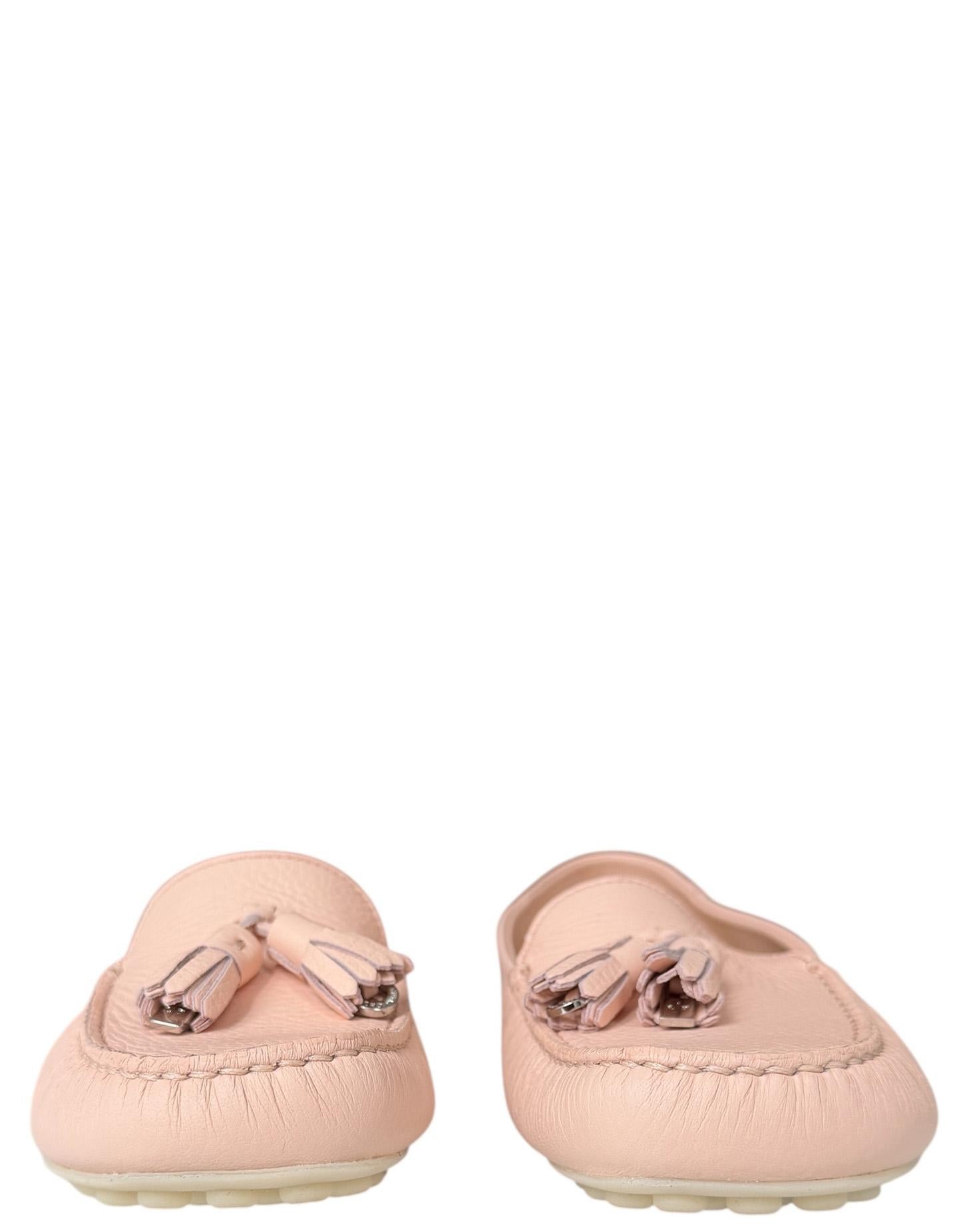 Loro Piana Plum Flower Dot Sole Leather Moccasin Loafers sz 39 Beige en venta