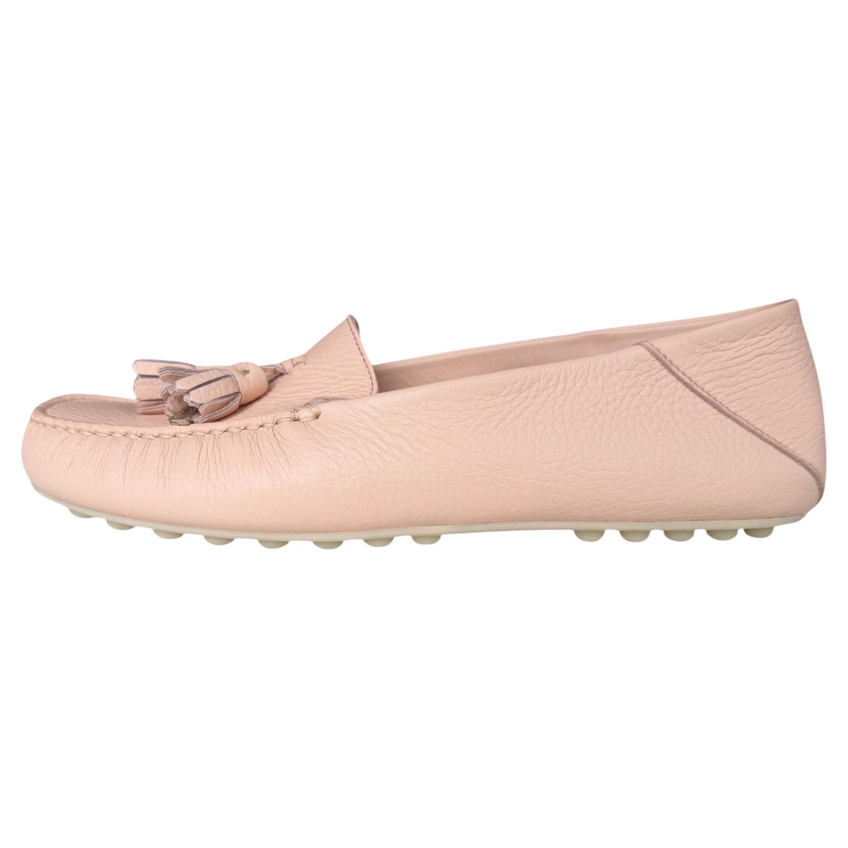 Loro Piana Plum Flower Dot Sole Leather Moccasin Loafers sz 39