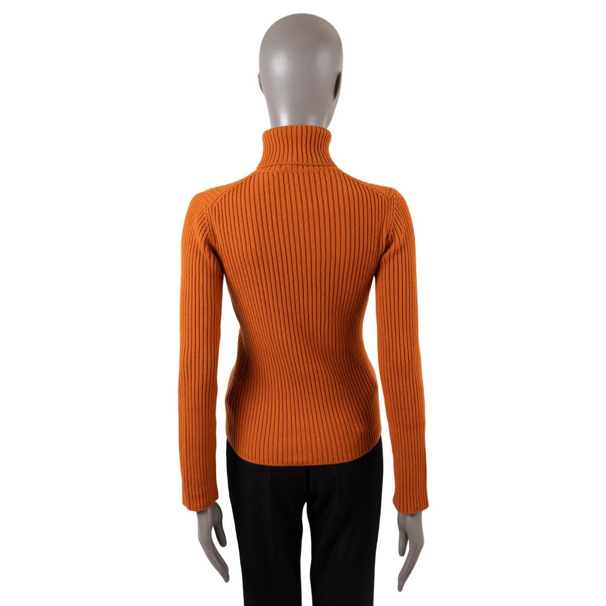 LORO PIANA pumpkin orange cashmere DOLCEVITA LINCOLN Turtleneck Sweater 38 XS In Excellent Condition For Sale In Zürich, CH