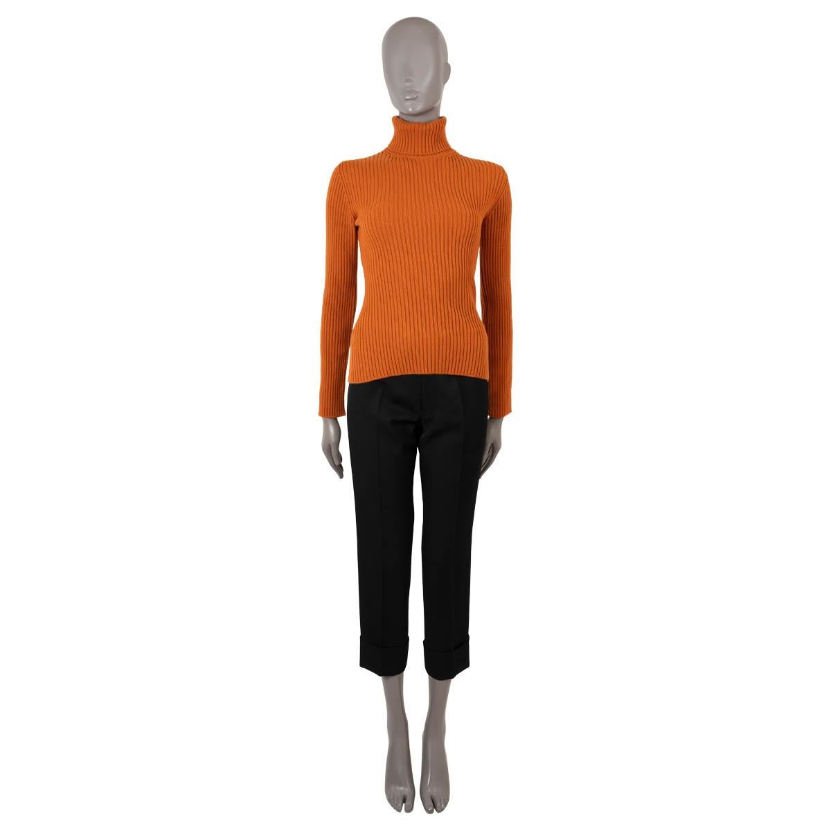 Women's LORO PIANA pumpkin orange cashmere DOLCEVITA LINCOLN Turtleneck Sweater 38 XS For Sale