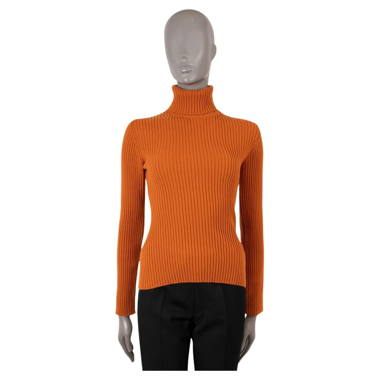 LORO PIANA pumpkin orange cashmere DOLCEVITA LINCOLN Turtleneck Sweater 38 XS