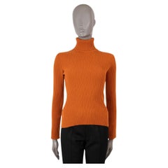 LORO PIANA pumpkin orange cashmere DOLCEVITA LINCOLN Turtleneck Sweater 38 XS