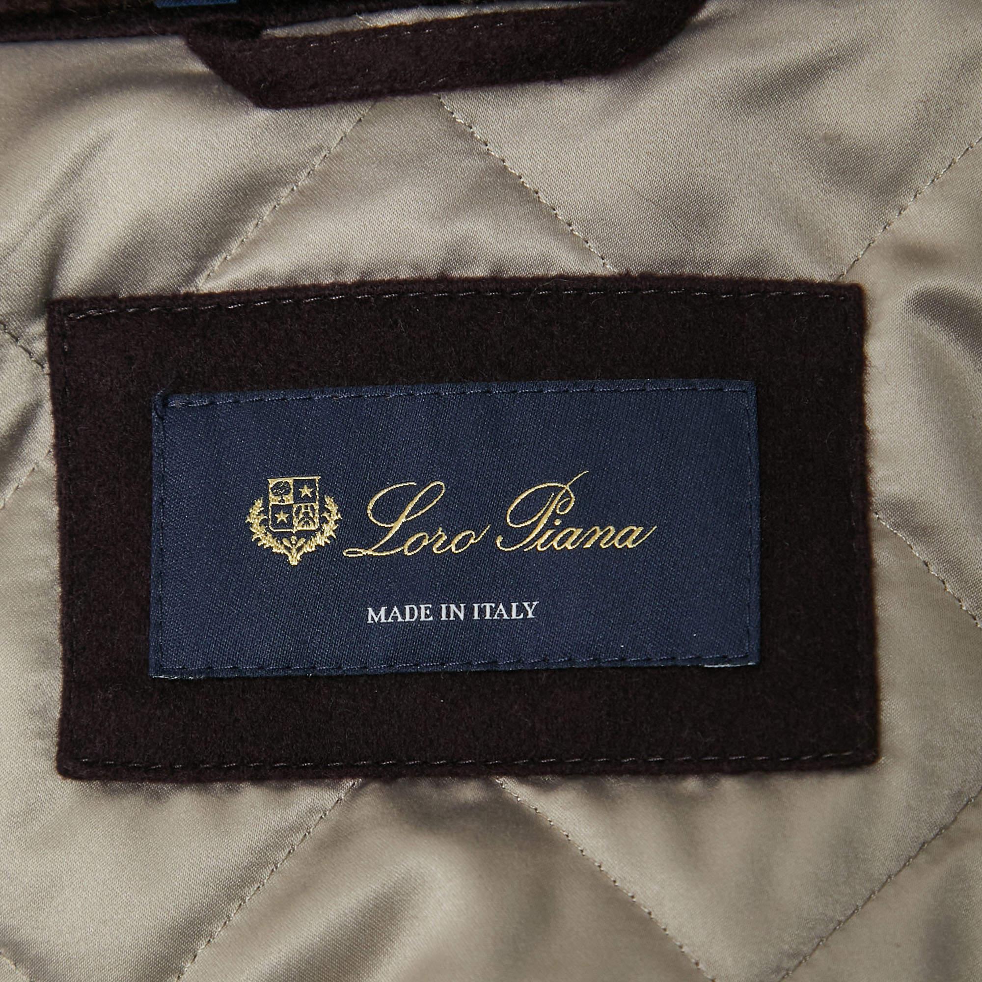 Loro Piana Purple Cashmere Fur Trimmed Hood Icery Long Coat S 2