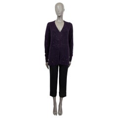 LORO PIANA purple cashmere SEQUIN CARDIGAN Sweater 44 L