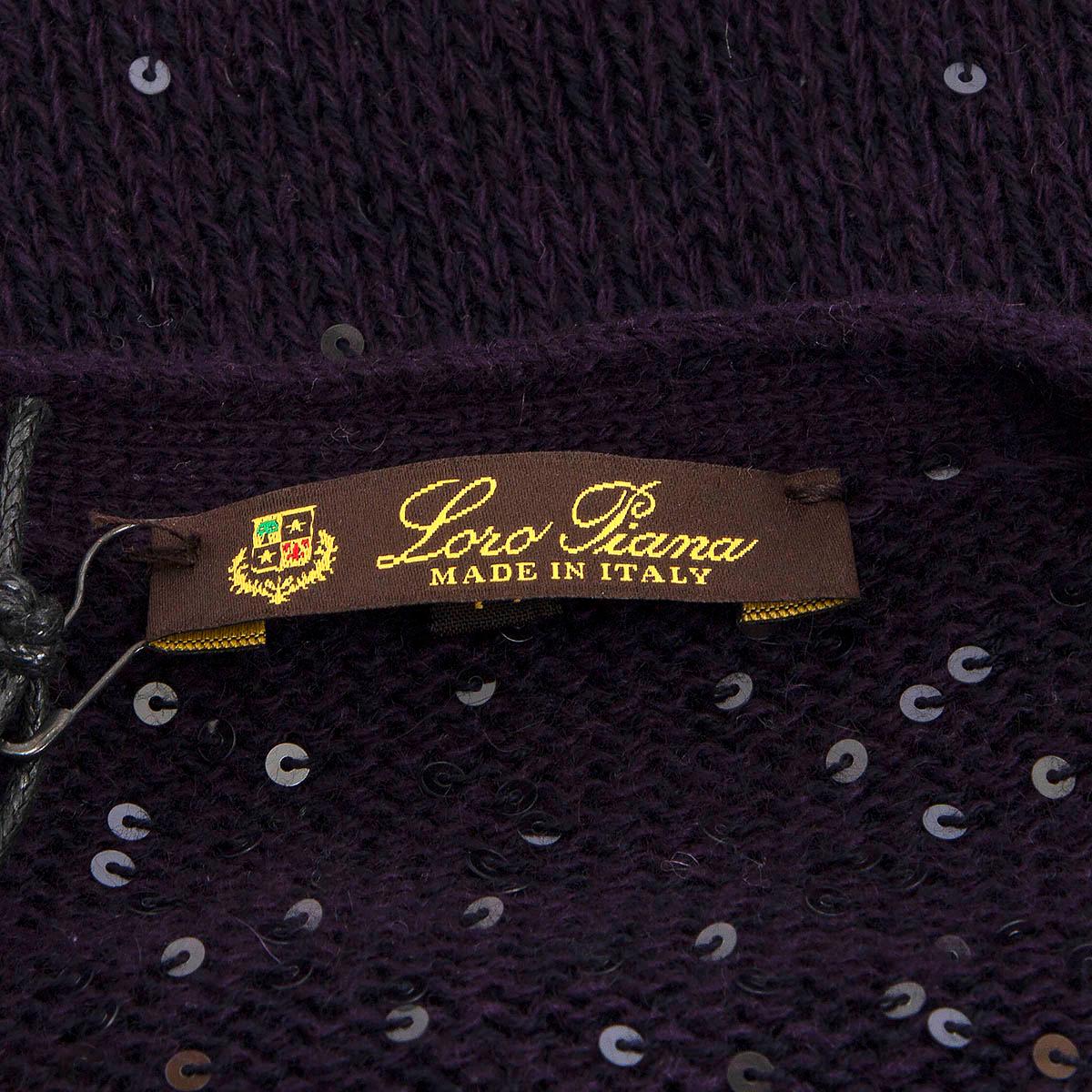 LORO PIANA purple cashmere SEQUIN CARDIGAN Sweater 44 L For Sale 2