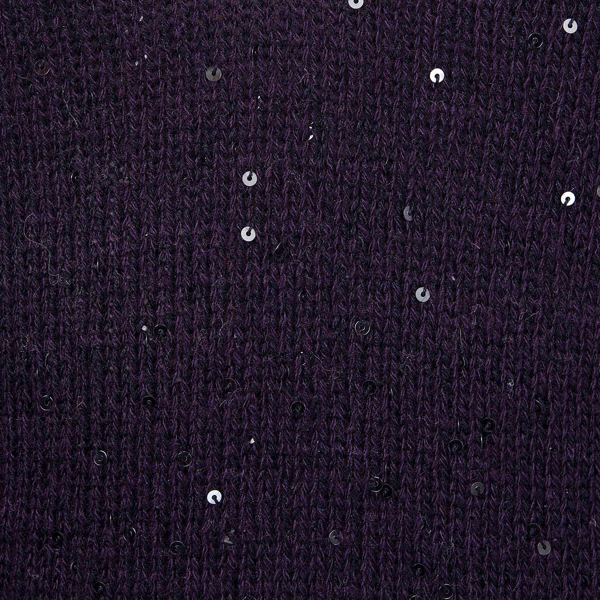 Women's LORO PIANA purple cashmere SEQUIN SLEEVELESS Sweater Top 44 L For Sale