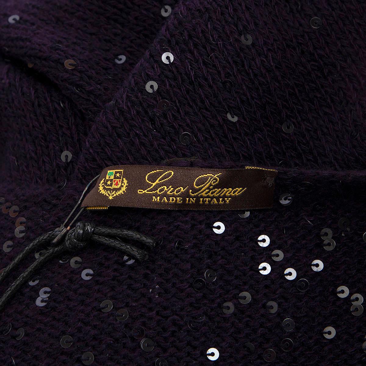 LORO PIANA purple cashmere SEQUIN SLEEVELESS Sweater Top 44 L For Sale 1