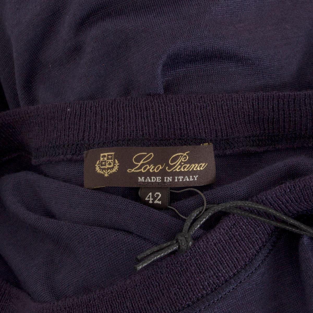 Black LORO PIANA purple cashmere & silk Short Sleeve Sweater 42 M