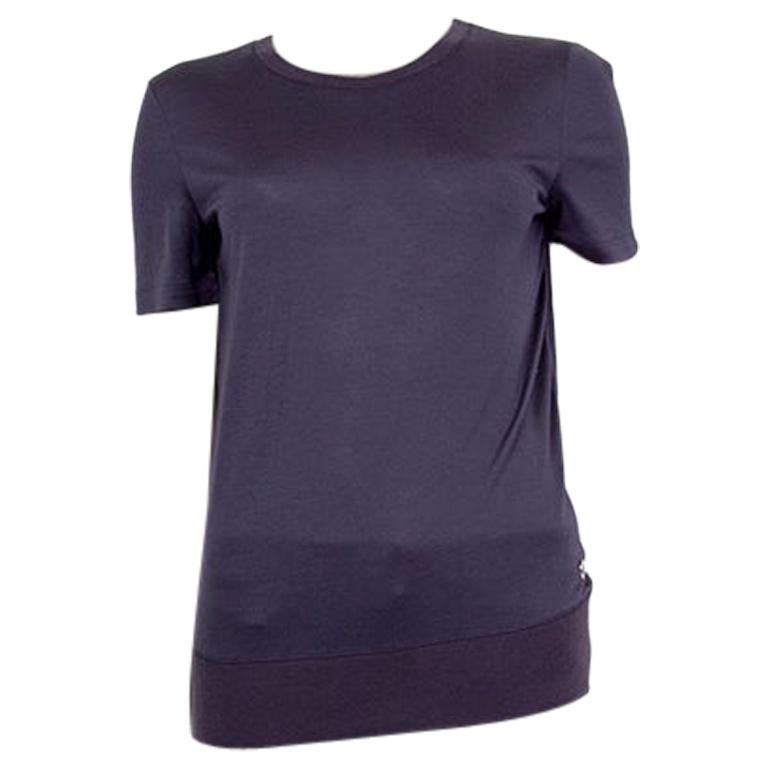 LORO PIANA purple cashmere & silk Short Sleeve Sweater 42 M