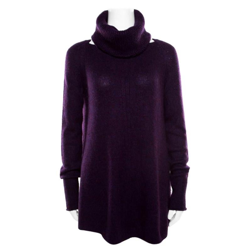 Loro Piana Purple Cashmere Sweater and Infinity Scarf Set S