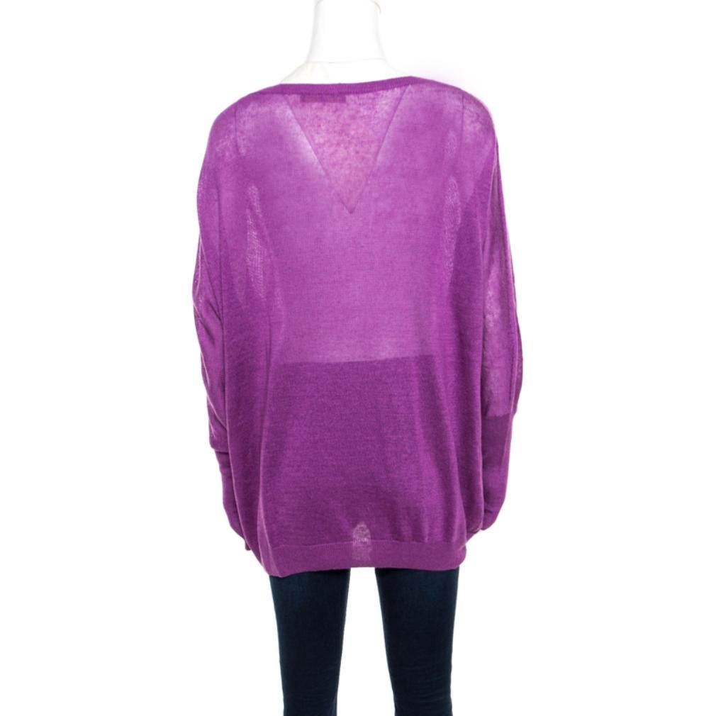 Simple and sophisticated, this sweater from Loro Piana definitely needs to be on your wishlist! The purple creation is made of a linen and silk blend and features a relaxed silhouette. It flaunts a wide neckline and long sleeves. Pair it with denims