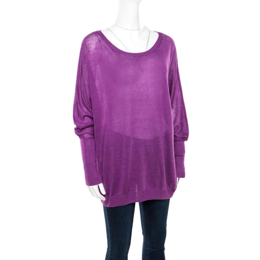 Loro Piana Purple Linen and Silk Sweater M In Good Condition In Dubai, Al Qouz 2